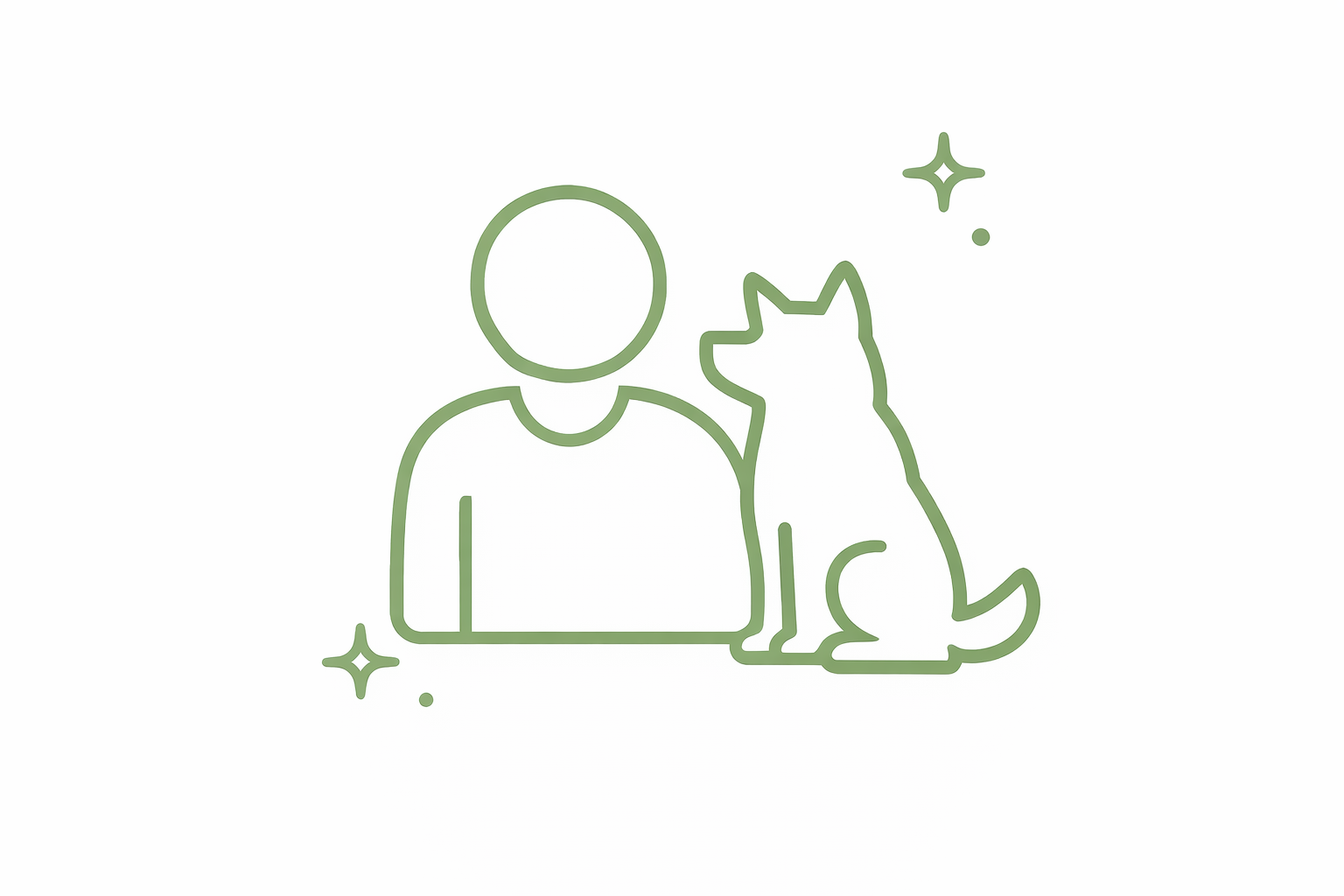 人と犬のシンプルな並び